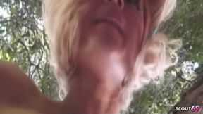 Blonde Big Tit Ladyboy Agnes Fucked Outdoors by a Latino Anal