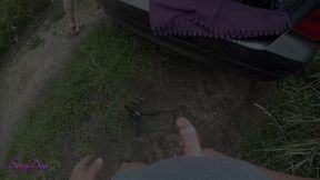 outdoor blowjob and doggystyle fuck cum