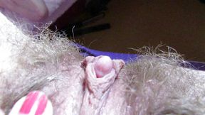 Extreme hairy big clit pussy orgasm with tampons inside - cumming