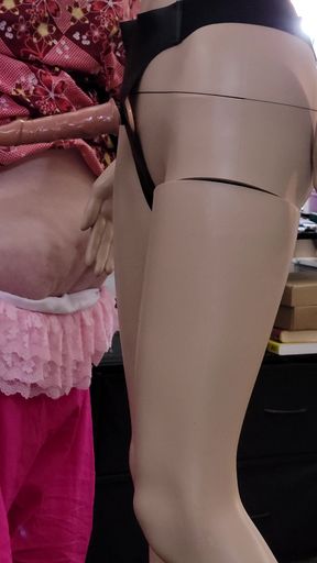 Molly is doing more cock worship with a Mannequin strapped with a dildo   Clip 1