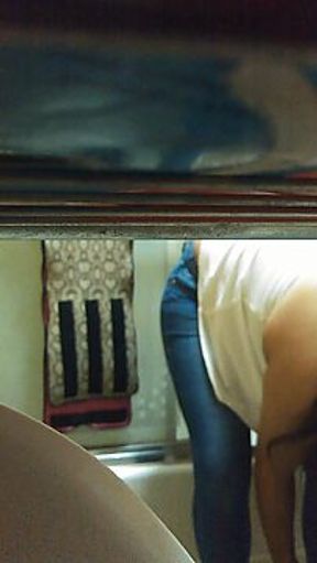 Watching my sister's friend naked in the bathroom