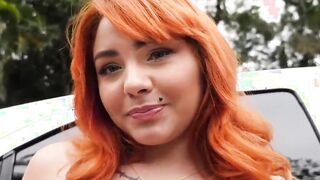 Chubby amateur red head hispanic Jade Fire banged inside the booty by a