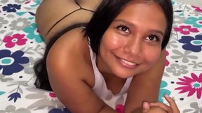 Slutty Stepdaughter Gets Busted Fucking Around, Begs for Dick and a Creampie