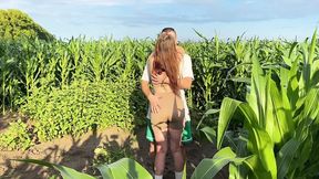 Cute multi-orgasmic babe gets hard and fierce fucked in public cornfield