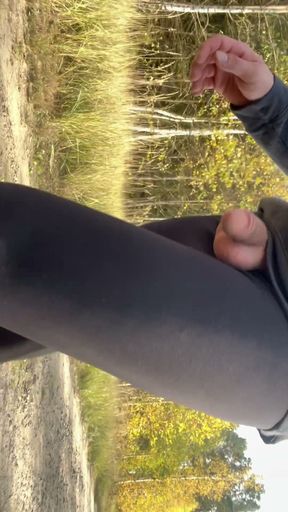 walking around in see-through leggings in a public park. public flash nudity   Clip 1