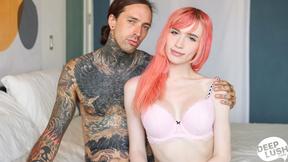 Transgender Mimi Oh fucks tattooed dude