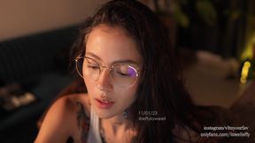 Beautiful Colombian Model with a Tattooed Body and a Perfect Face, She Puts on Her Glasses and Seduces You with How Sensual