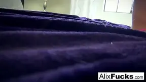 Busty blonde Alix Lynx gives a sloppy fellatio to a hung stud in POV home movie