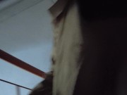 户外公共楼梯带贞操锁高潮，暗黑护士装配风衣