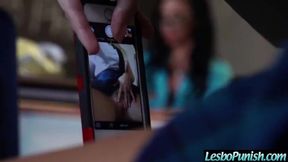 Busty teen lesbians get punished and fuck