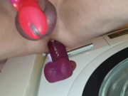Being fucked by dildo stuck to washing machine on spin whilst I'm in Chastity