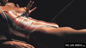 ”Marvelous babe Melena A masturbates in the sauna”