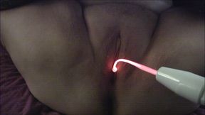 Chastity takes the violet want to her pussy close up