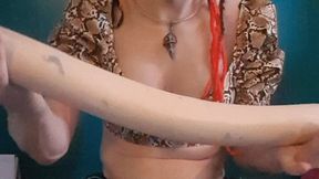 Snakeskin PVC fully inserting a huge dildo the python XL - Depth Queen TV Anal Slut deep and wide with rose