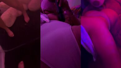 Latina rubbed her big tits on a giant stuffed toy till screaming orgasm