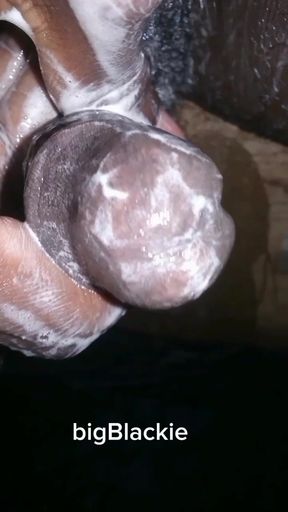 Bigblackie Shaving and Masturbating with My Big Black Cock for Pleasure