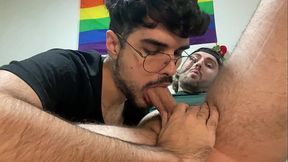 making my friend's big'hard cock cum in my mouth
