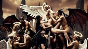 heaven and hell orgy - ai generated fantasy