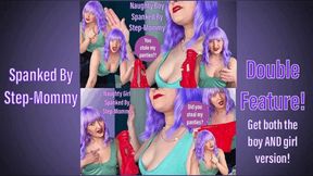 Spanked By Step-Mommy Double Feature - Both boy and girl version in 1 clip - OTK Spanking POV Female Domination with Femdom Mistress Mystique - MP4