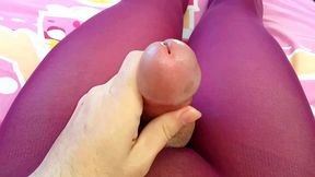 curvy legs of dani in pink and purple pantyhose are so sexy