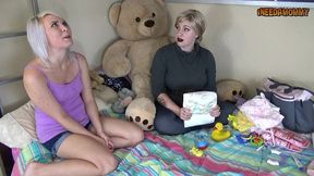 jessica teaches olivia how to put you back in diapers