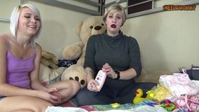 jessica teaches olivia how to put you back in diapers