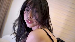 Hot Asian Girl Sucks and Squirts in Black Stockings