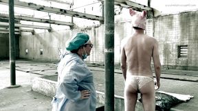 dominatrix mistress april - piggy pegging at the abattoir