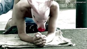 dominatrix mistress april - piggy pegging at the abattoir