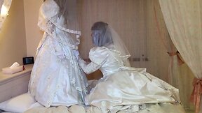 White wedding dress suck under