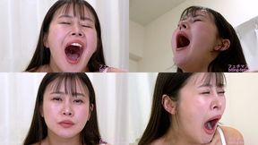 Remi Natsume - CLOSE-UP of Japanese cute girl YAWNING