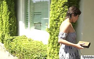 Smalltits shemale fucks the wet pussy of her busty roommate