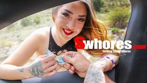 S Whores featuring Peter Stallion and Melania Dark's nipple pierce porn