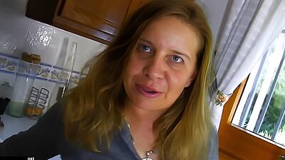 Fucking an old fat french whore in the kitchen