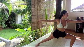 Flirty Terrace Workout in Tiny Shorts