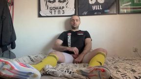 Wank and cum in Soccer Socks and cleats