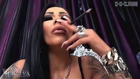 Mistress Kennya - Long Black Cigarette Smoking