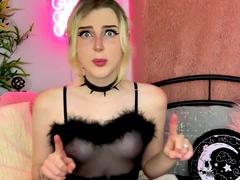 Big Tits Tranny Jerking her Big Hard Cock