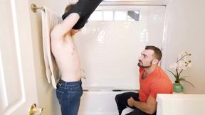 Hairy hunk owning young burglars ass