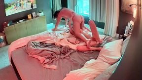 Stepmom and stepdaughter enjoy 69 on the bed