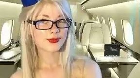 Sexy flight attendant is posing nude for the camera
