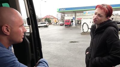 Amateur woman is picked up in public and asked to have sex in the back of a car