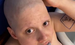 Shaved BBW slut humiliates herself with bald head and fetish fuck