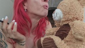 SPITTING ON TEDDY'S FACE – SEVERE COUGHING & WHILE SMOKING HUMILIATION