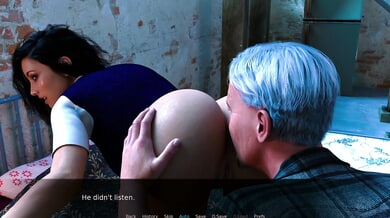 College student in 3D anime style pleases older man after failed exam