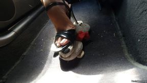 Candid Plushie Trample in BMW e46 High Heel Sandals