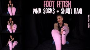 Foot Fetish: Pink Socks + Short Hair - mp4