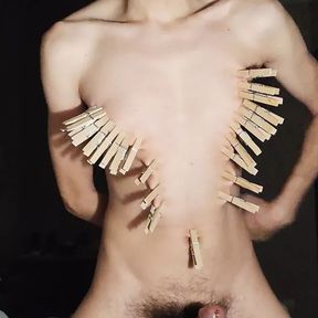 Masturbating with clothespins