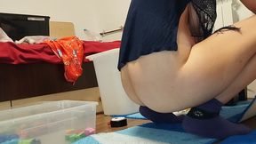 Sexy mom cleans house naked.