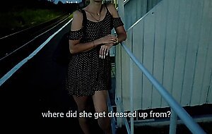 Swife katy, the puzzled baby was waiting for the train, and got a honey cock and a big cr